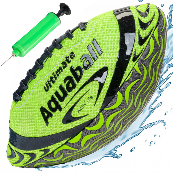 Activ Life Water Football for Pool, Beach, Outdoor, 9.5-inch Waterproof Pool Toys for Kids Aged 6-14, Heavy-Duty Water Ball, Double Lacing for Easy Grip, Lake Toys for Sports & Family Games - Green - image 1
