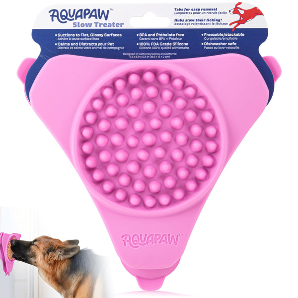 Aquapaw Anti-Slip Dog Lick Mat - Suction Cup Slow Feeder Pad - Calming Bath & Grooming Aid - Mental Stimulation Treat Toy - Pink - image 1