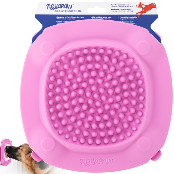 Aquapaw XL Dog Lick Mat - Suction Cups for Stable Dog Food Mat - Slow Licking Boredom Buster Treat Pad with Peanut Butter - Dishwasher-Safe Silicone Pad - XL, Pink - image 1