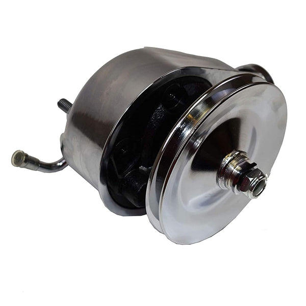 A-Team Performance Chrome Power Steering Pump Pulley - Single-Groove Keyway & Car Accessory - Chrome Body & Power Steering Pump Fit - Compatible with Chevrolet 195-72 - 5/8 In Keyway Bore - image 1
