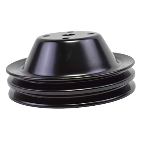A-Team Performance Double-Groove LWP Water Pump Pulley - 6.300" OD & 5/8" Shaft, Black Steel - Compatible with Small Block Chevy SBC 262-400 Engines - Precision Fit & Durability - image 1