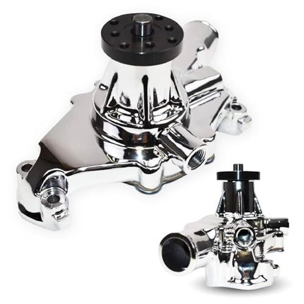 A-Team Performance 6-Blade Aluminum Water Pump - 5-5/8 in H, 5/8 in Shaft High-Volume Pump - Compatible with Small Block Chevrolet 265-400 Ci Engines - image 1