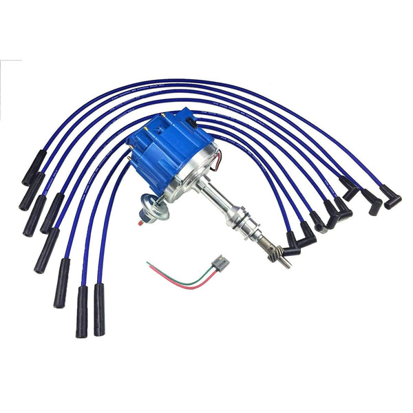 A-Team Performance Complete HEI Distributor Compatible with BBF Big Black Ford Engines - 65K Volt Coil - Easy One-Wire Install - Fits 351C, 351M, 400M, 429, and 460 Parts (Blue Cap) - image 1