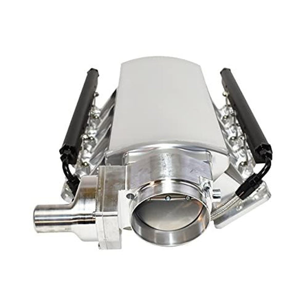 A-Team Performance - EFI Fabricated 8? Tall Intake Manifold w/Fuel Rails and Drive By Wire DBW Throttle Body Short - Compatible with GM Chevrolet LS LSX LS3 L92 SBC Chevy V8 GEN. Clear Anodized - image 1