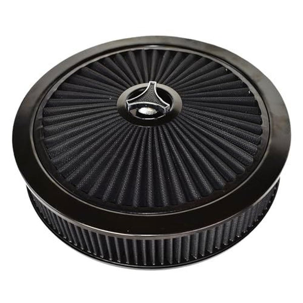 A-Team Performance High Flow Throttle Body Air Intake Filter - 14 in x 3 in, Round, Black - Carburetor Air Filter Kit - Washable & Reusable Design - Compatible with Chevrolet, GMC & Ford Models - image 1