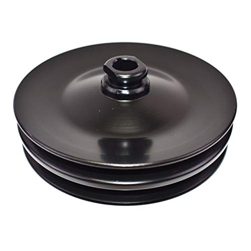 A-Team Performance - Saginaw Power Steering Pump Double-Groove Steel Pulley - Compatible with GM (Black) - image 1
