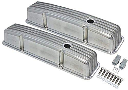 A-Team Performance - Tall Finned Polished Aluminum Valve Covers - Compatible with 58-86 Chevrolet SBC Small Block Chevy 283 327 350 400 - image 1