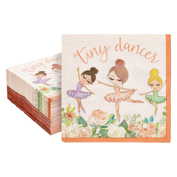 BLUE PANDA Ballerina Napkins - 100-Pack, 6.5" 2-Ply, Multicolor - Dance Birthday Party Napkins - image 1
