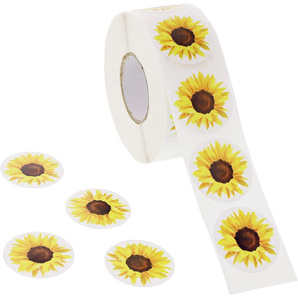 BLUE PANDA Sunflower Stickers - Peel & Seal Envelope Stickers - Plant Decal Roll for Crafts - Pack of 1000, 1.5 in - image 1