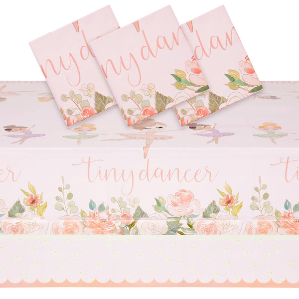 BLUE PANDA Tiny Dancer Tablecloths - 3 Pack, Pink, 54 x 108 In, Plastic - Birthday Table Cover for Party & Baby Shower Decoration - image 1