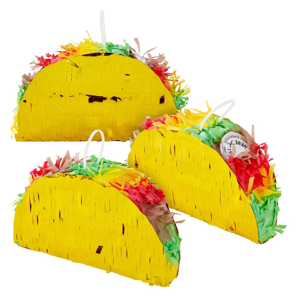 BLUE PANDA 3 Pack Mini Taco Pinatas - 6.25 x 2 x 3.6 in - Taco Decorations & Mini Pinata Favor - image 1