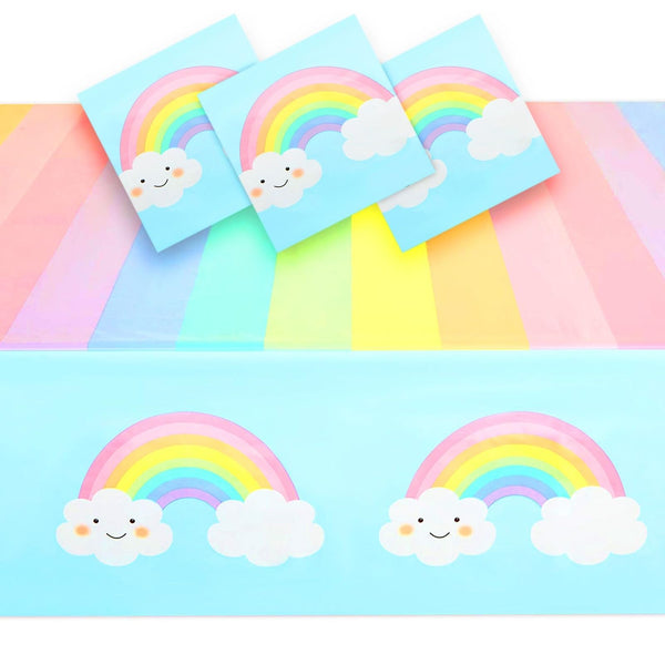 3 Pack Pastel Rainbow Tablecloth for Baby Shower Decorations, Unicorn Birthday Party (54 x 108 In) - image 1