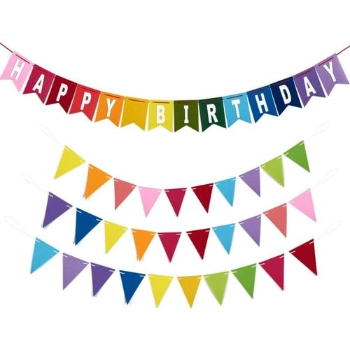 BLUE PANDA Birthday Pennant Banner - 4-Pack Multicolored Felt, 37 Ft Total Length - Rainbow Felt Flags & Fabric Birthday Pennants - image 1