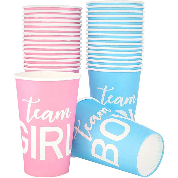 Paper Party Cups, Gender Reveal Party Supplies (12 oz, Pink and Blue, 50-Pack) - image 1