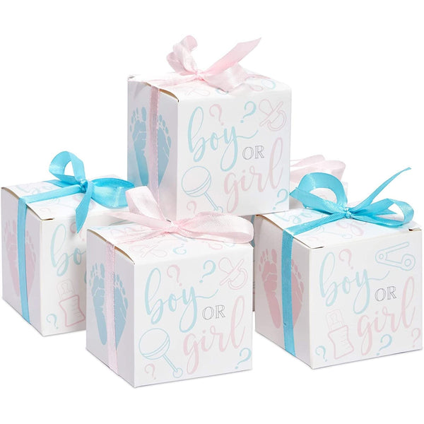 Boy or Girl Gender Reveal Party Favor Boxes with Ribbons (50 Pack) - image 1