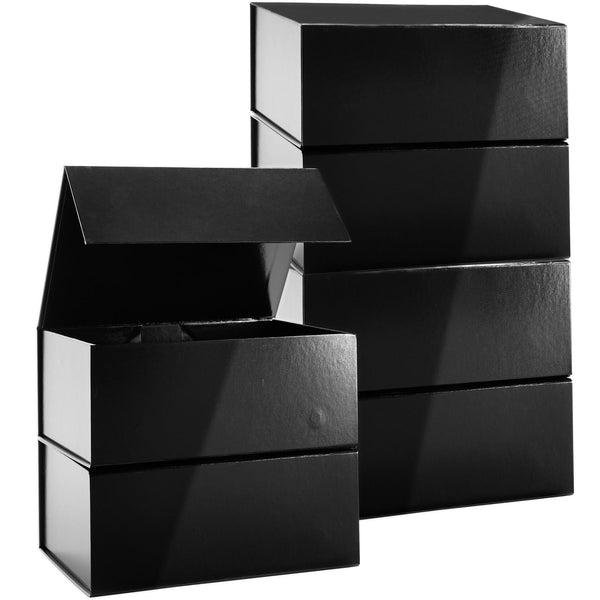 Stockroom Plus Magnetic Gift Boxes with Lids - 9.5 x 7 x 4 In, Gloss Black, Pack of 6 - Secure Magnetic Closure - Jewelry Gift Box Set for Birthday & Wedding Presents, Bridesmaid & Groomsmen Proposals - image 1