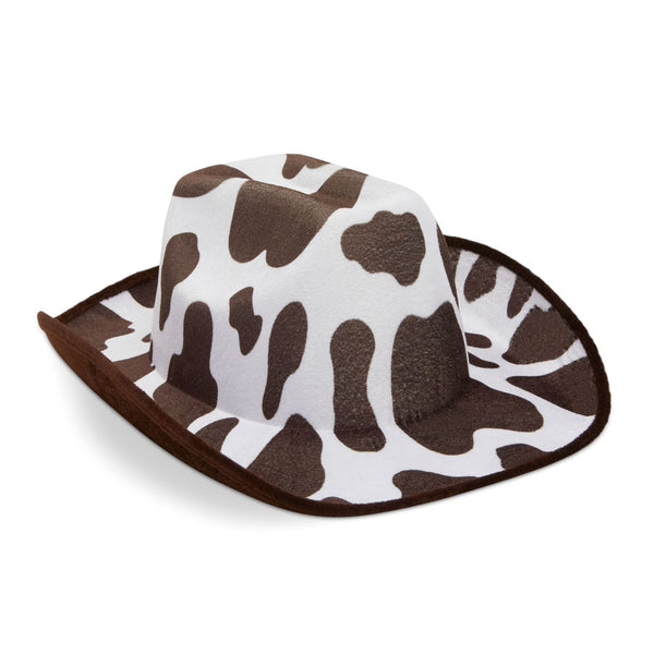 Zodaca Western Cowboy Hat - Cow Print Pattern & EVA Velvet - Adjustable Elastic Chin Strap & Lightweight Construction - Rodeo Festival Party Costume Accessory - Brown & White, Adult Size, Pack of 1 - image 1