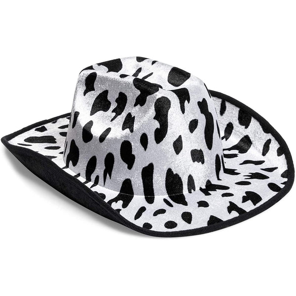 Zodaca Cow Print Cowboy Hat - Adult Size 14.25 x 11.5 x 5 in Black & White Felt - Adjustable Chin Strap - Unisex Western Accessory - Cowboy Hats for Women & Men - image 1