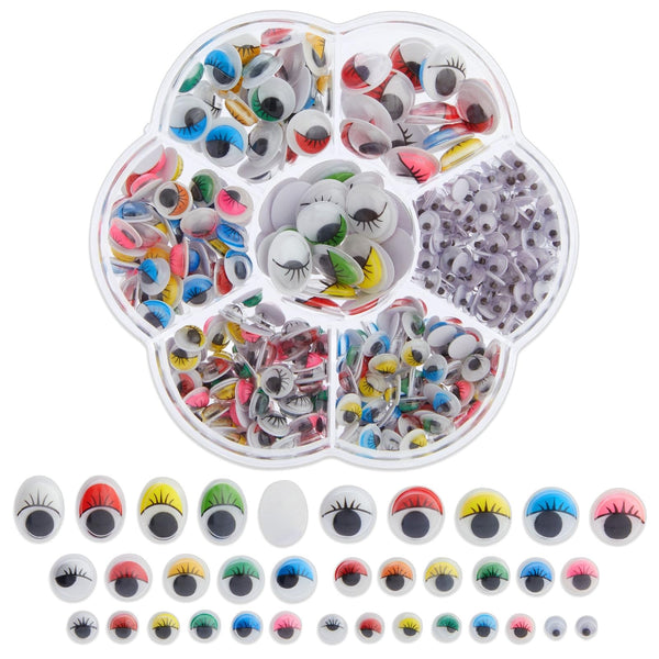 Genie Crafts Googly Eye Sticker Pack - 500 Assorted Pieces, Multicolor, 5-12mm, 3 Designs - Peel & Stick Adhesive Wiggle Googly Eyes for DIY Craft, Art Supply & Sticker Projects - image 1