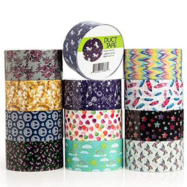 Simply Genius Decorative Patterned Duct Tape - Vision Board Supplies & Scrapbooking - Colored Masking Tape & Arts & Crafts Supplies - 1.88 in x 10 yd, 12 Pack - image 1