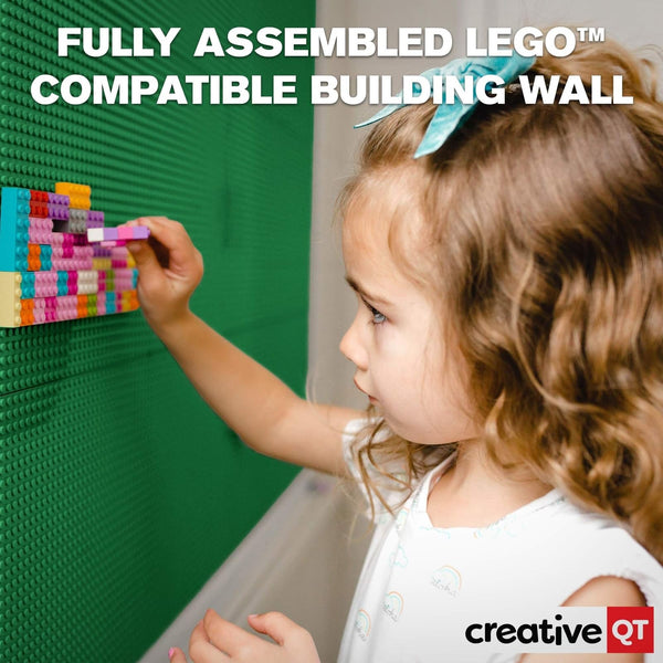 Creative QT Play-Up Building Brick Activity Wall Panel for Toddlers - 34" x 44", Green - Compatible with Lego Bricks - Busy Board & Sensory Toy - Building Toy for Kids - image 1