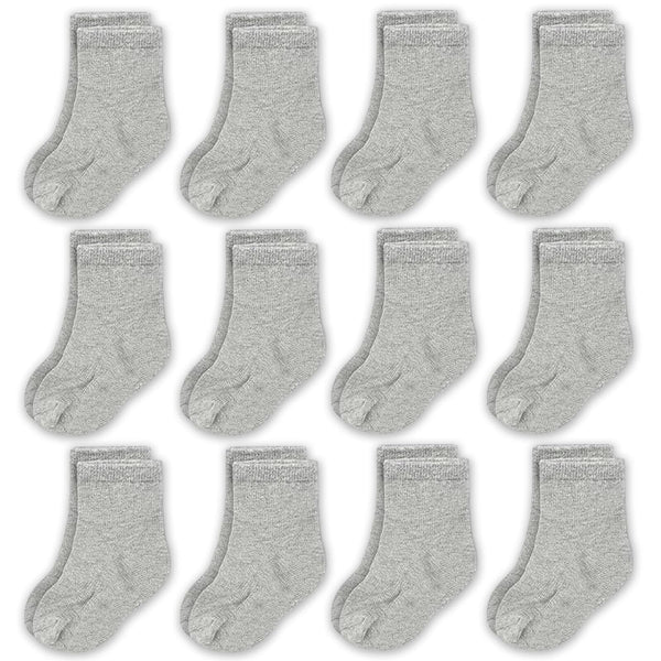 CozyWay Toddler Socks Cotton Crew - Baby Boy & Baby Girl Socks - Soft Breathable Reinforced Toe - 6-12 Months, Gray, 12 Pack - image 1