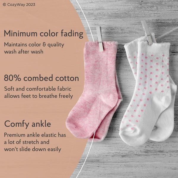 CozyWay Toddler Non-Slip Grip Socks - Low-Cut Cotton Comfort & Gripped Soles for Secure Steps - Mix of 14 Pairs Pink/White/Gray - Size 3T-5T - image 1