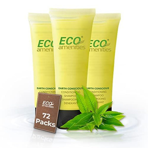 ECO amenities Shampoo Mini Flip-Cap Tubes - 1 fl oz (30 mL), 72 Count - Bulk Mini Shampoo Packs & Hotel Toiletries Bulk & Travel Toiletry Bottles - Green Tea Scent - image 1