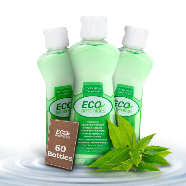 Eco Amenities Travel Size Dishwashing Liquid - 60 Pack, 3.5 oz Bottles, Bulk Case of Dish Soap, Individually Packaged Kitchen & Cleaning Supplies, For Guests of Airbnbs, BNBs, VRBO, Inns and Hotels - image 1