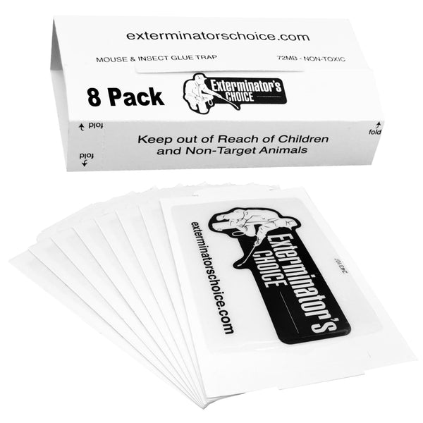 Exterminators Choice Large White Sticky Glue Boards for Insects - 8 Pack Flat Boards - Odorless Adhesive for Indoor Ant & Beetle Catching - image 1