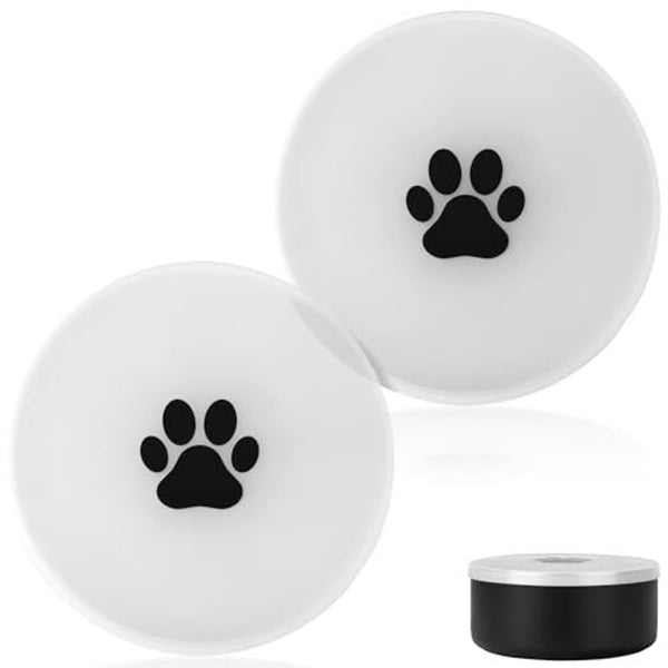 IMPRESA Silicone Dog Bowl Covers - Airtight & Watertight Lids for Dog Bowls - Dishwasher-Safe Silicone Lid - 8-Inch, White & Black, Pack of 2 - image 1