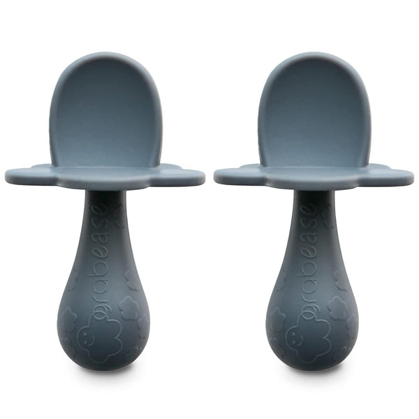 Grabease Baby Spoon - Silicone Feeding Spoons 2-Pack Gray - Soft Utensils for Babies & Toddlers - Dishwasher-Safe, Easy-Grip - image 1
