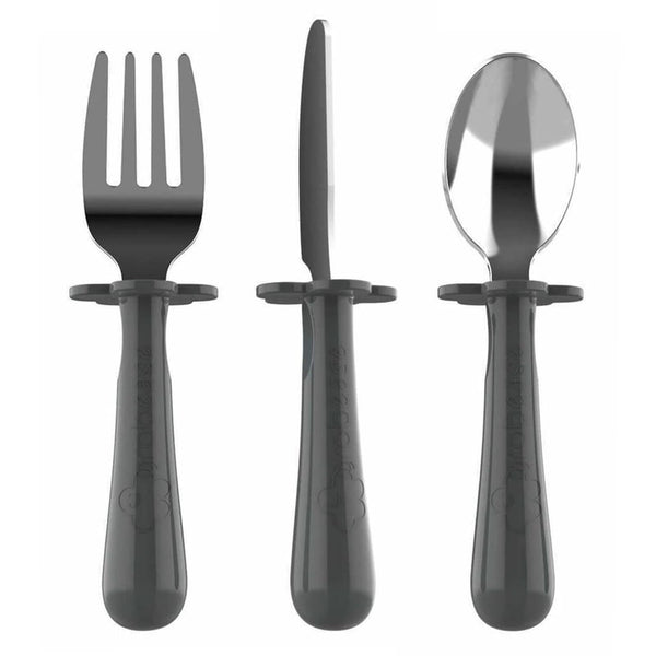 Grabease Toddler Silverware Set Forks Spoons and Knives Set Toddler Utensils Feeding Supplies, BPA and Phthalates-Free, Dishwasher Safe, Gray - image 1