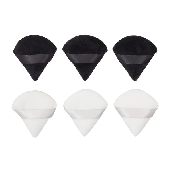 Glamlily Triangle Makeup Velour Puffs - Triangle Powder Puff Contour & Foundation Sponge - Sponges for Powder Foundation & Blush - Easy-Clean Reusable Makeup Applicator Set - 2.7 in, 6-Pack, White - image 1