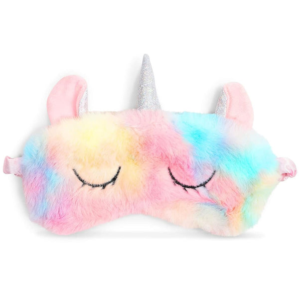 Glamlily Unicorn Sleeping Eye Mask, Satin Faux Fur Travel Eye Cover for Girls Ages 3–14, Soft Plush Unicorn Design (7.5 x 6 In), Perfect for Sleepovers, Naps & Relaxation - image 1