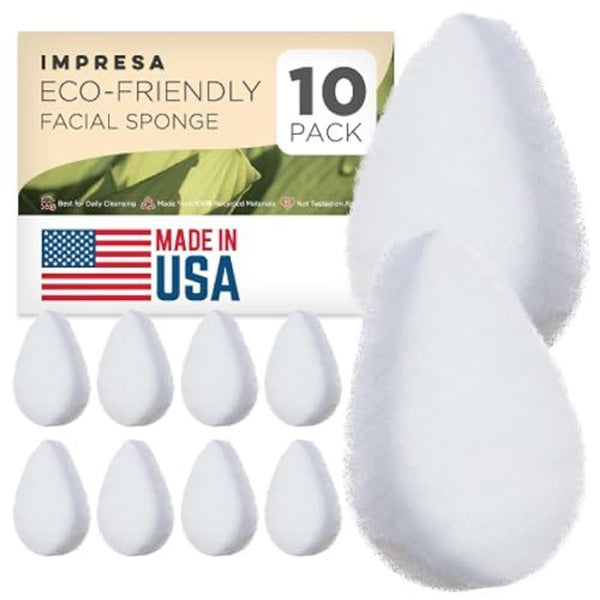 Impresa Face Scrubber Exfoliating Pads - 10 Count, White Puff - Facial Sponges for Deep Clean & Skin Buffing - Exfoliating Sponge & Scrub Pads - image 1