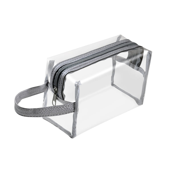 Zodaca Hanging Cosmetic Makeup Clear PVC Travel Wash Bag Holder Organizer Pouch - Gray - image 1