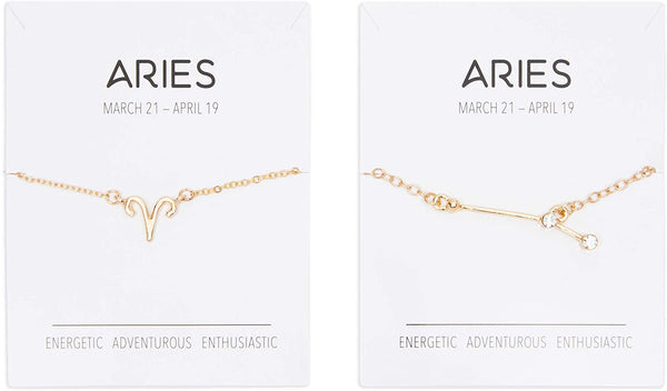 Aries Zodiac Necklace and Bracelet, Gold Constellation Astrology Jewelry Gift Set for Women - image 1