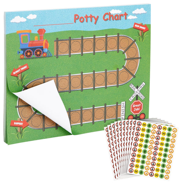 Potty Training Chart - Sticker Incentive Chart for Toddlers - Train-Themed Layout & Potty Training Incentives for Boys - Reward Train Sticker Sheets - 50 Ct, 10.3 x 8.3 in - image 1