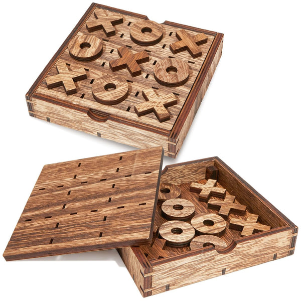 Bright Creations Board Games Wooden Tic Tac Toe Game - 5.5 x 5.5 x 1.15 in, 10 Pieces - Travel Board Game & Coffee Table Decor - for Adults & Kids - image 1