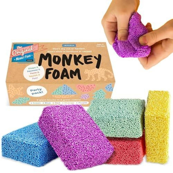 IMPRESA Monkey Foam Giant Foam Blocks - 5-Pack - Calming Sensory Play & Sensory Toys for Kids - Squishy Molding & Creative Toys - Fidget Gear for Easter Basket - Ages 3+ - image 1