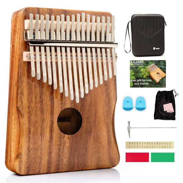UNOKKI 17-Key Kalimba with Case - Hard Waterproof Case, Acacia Wood, 7.4" x 5.2" - Portable Mbira Thumb Piano & Finger Piano with Curved Keys & Thumb Covers, Tuning Hammer & Instruction Book - image 1