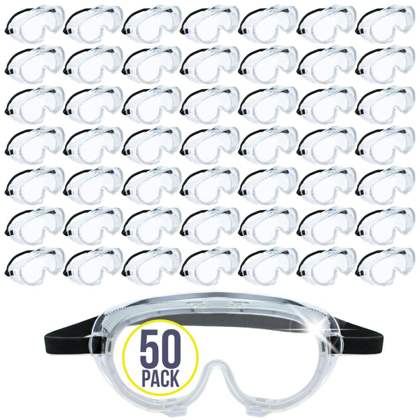 Aqulius ANSI Certified Goggles Bulk - 50 Pack, Direct Vent, Comfort Fit - Impact & Splash Resistant Protective Eyewear - Anti Fog Eye Protection Goggles for Construction & Work Safety - image 1