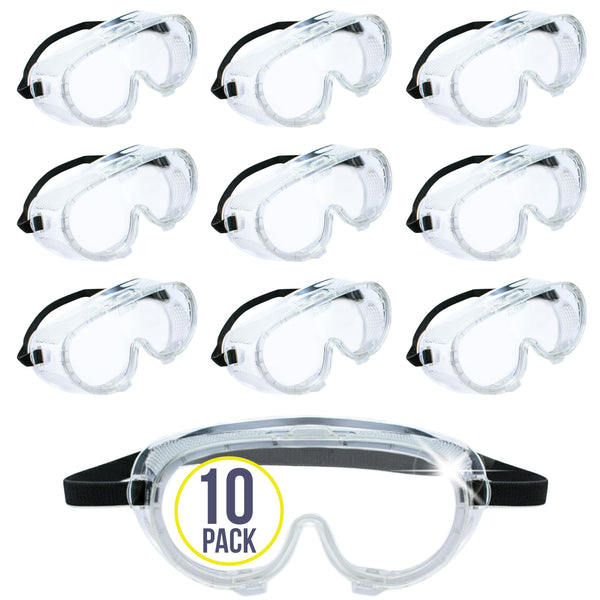 Aqulius Safety Goggles - Direct-Vented & Comfort Fit Goggles for Work - Anti-Fog Bulk Safety Glasses - Protective Eyewear for Dust - Pack of 10, Unisex Adult - image 1