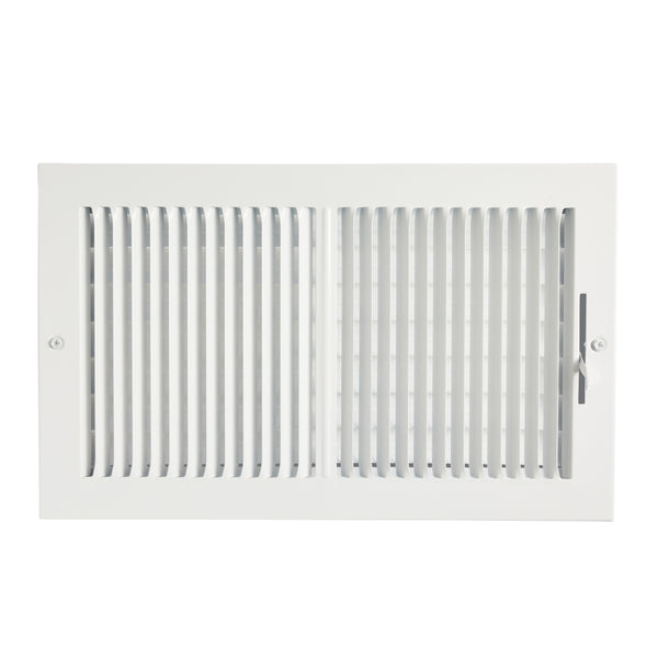 White Air Vent Register, 8x14 Vent Cover with Damper for Wall or Ceiling for HVAC Systems with 13.5x7.75 inch In Opening - image 1