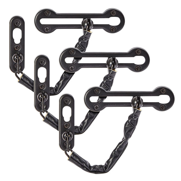 Built Industrial Stainless Steel Door Chain Lock - 7.2-Inch, Black, 3-Pack - Slide-Type Safety Chain with Faux Leather Sleeve for Indoor Doors & Windows - image 1