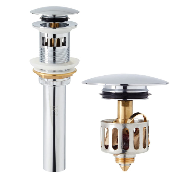 Built Industrial Vessel Sink Pop-Up Drain Stopper - Polished Chrome Finish & Pop-Up Drains with Hair Baskets - Universal Fit for Vessel & Vanity Sinks - 2.6 x 8.5 in - image 1
