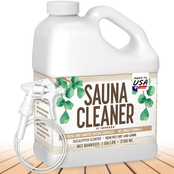 IMPRESA 1gallon Sauna Cleaning Spray – All Purpose Eucalyptus Wood Cleaner Spray for Home Sauna, Spa, Steam Room & Gym – Natural Multipurpose Surface Cleaner Bottle – Gentle Ingredients - image 1