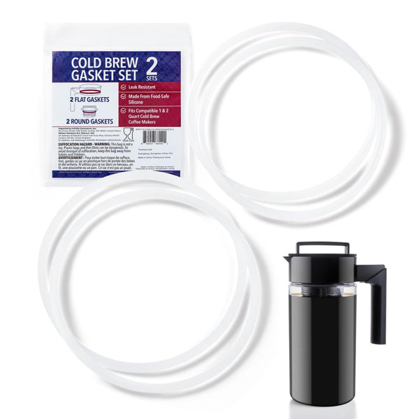 IMPRESA 2 Sets Replacement Gaskets for Takeya Cold Brew Coffee Maker 1 & 2 Quart Pitchers - Cold Coffee Maker & Ice Tea Brewing Pitcher Food Safe Airtight Seals - image 1
