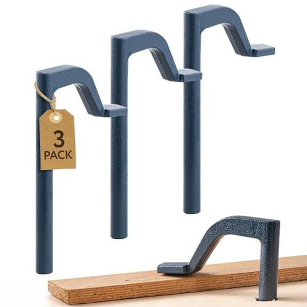 IMPRESA Pack of 3 Holdfast Dog-Hole Clamps - Blue, Cast Iron Heavy-Duty Cast Iron Bench Dog Clamps, 8-In Length & 3/4-In Shaft - Secure Grip for Woodworking Holdfasts - image 1